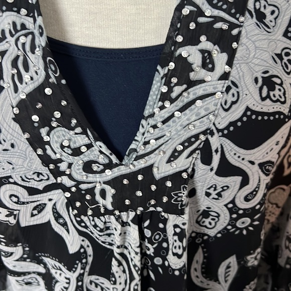 Apostrophe Two piece semi Sheer Blouse/Top size 1X - Picture 2 of 9